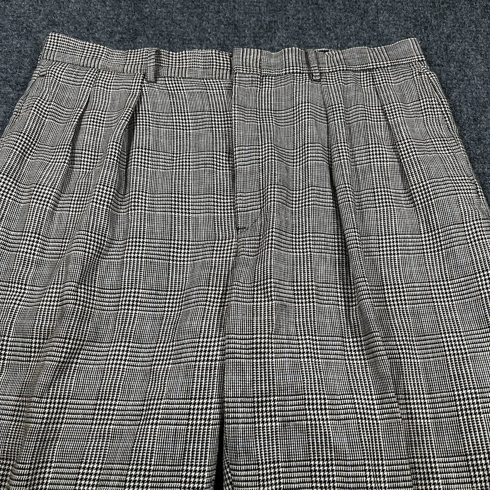 VTG Polo Ralph Lauren LINEN PLEATED Houndstooth Dress Pants Mens 38x28 Trousers
